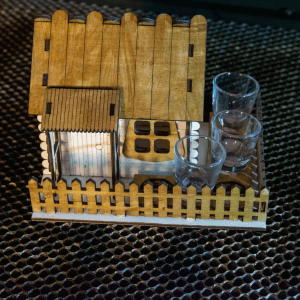 Suport de pahare de tarie in forma de casa