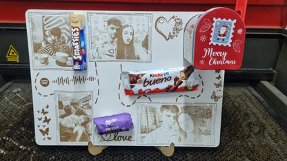 Tablou personalizat din lemn cu fotografii si mesaj